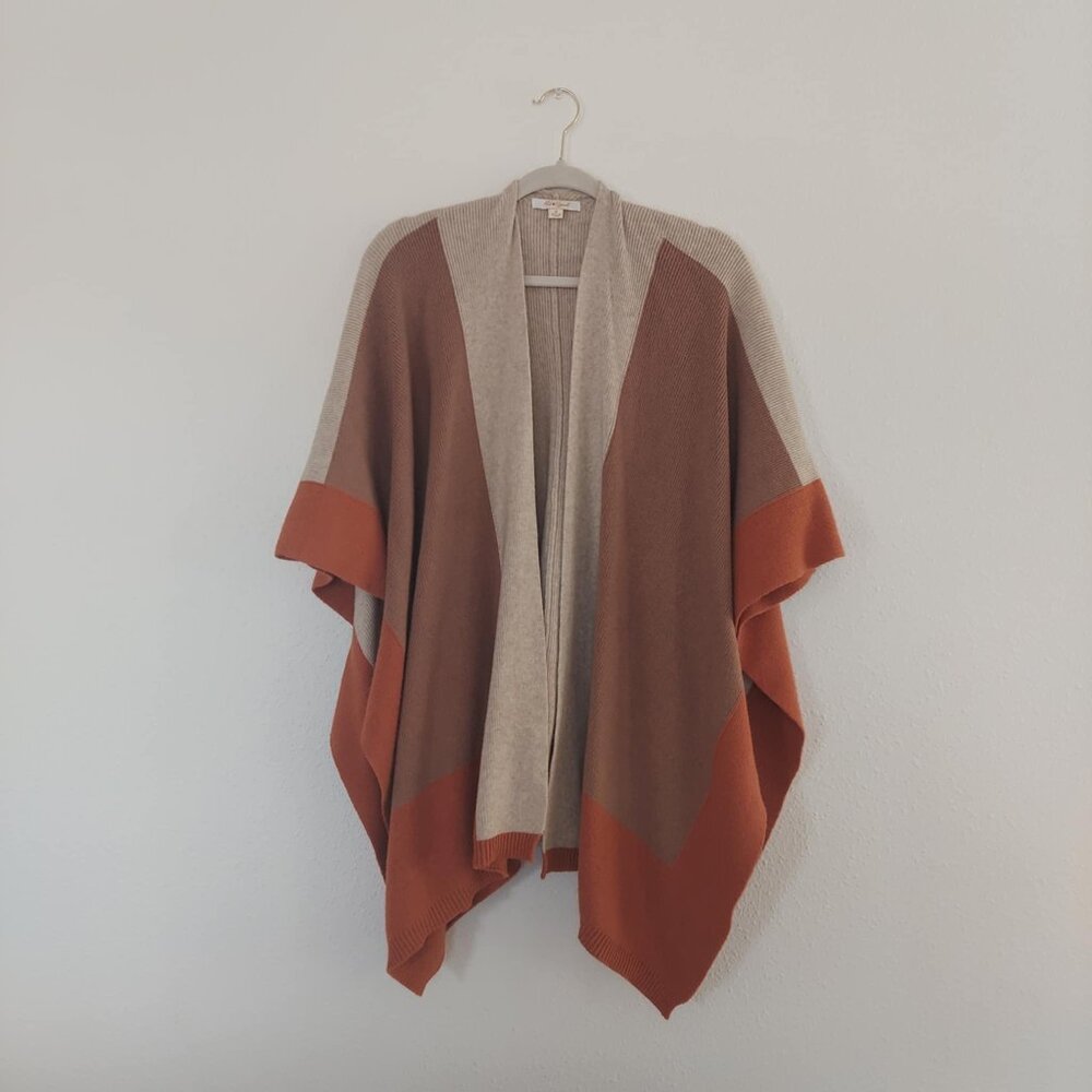Knitted Cape - Shawl Wrap - Open Poncho - Blanket Cardigan for Spring, Autumn